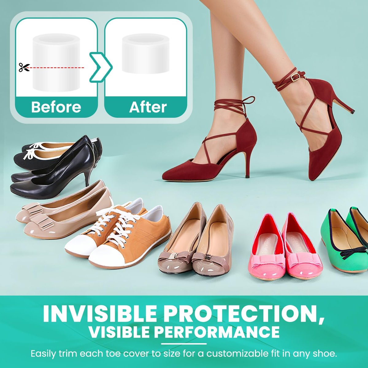 Pnrskter Silicone Toe Protectors for Women & Men, 20 PCS Pinky Toe Protector, Soft Toe Covers, Cuttable Toe Caps & Toe Sleeves, Corn Pads for Toes, for Blisters, Calluses, Hammer Toes & Rubbing Relief - görsel 9