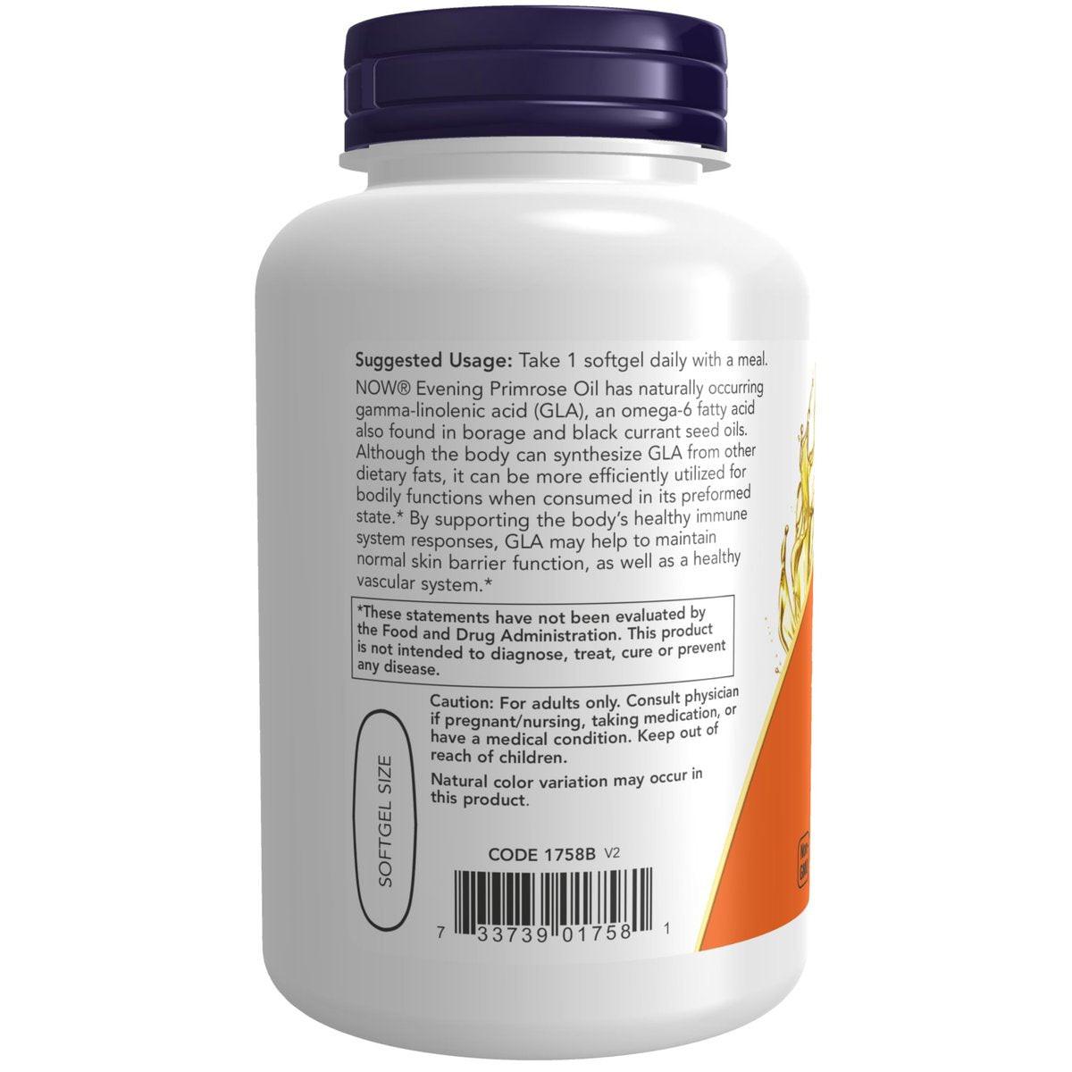 NOW Foods Supplements, Evening Primrose Oil 1000 mg, Cold Pressed, Hexane Free, Vegan Formula, 90 Veg Softgels - görsel 1