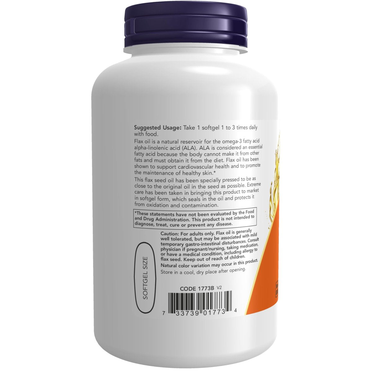 NOW Foods Supplements, Flax Oil 1000 mg with Essential Omega-3s, Cold Pressed, Hexane Free, Vegan Formula, 120 Veg Softgels - görsel 2