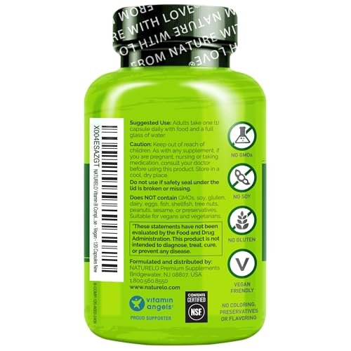 NATURELO Vitamin B Complex, 120 Capsules, Vegan, CoQ10, Methyl Folate, Biotin, Fruit & Veg Blend, Supports Energy and Healthy Stress Response, Super B Complex Vitamins for Women and Men - görsel 6