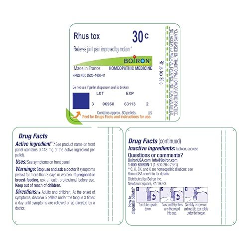 Boiron Rhus Toxicodendron 30C Homeopathic Medicine for Joint Pain - 80 Pellets - görsel 8