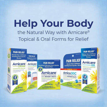 Boiron Arnicare Cream and Arnica 30c Value Pack for Pain Relief, Muscle Soreness, and Swelling from Bruising or Injury - 2.5 oz + 80 Pellet Tube