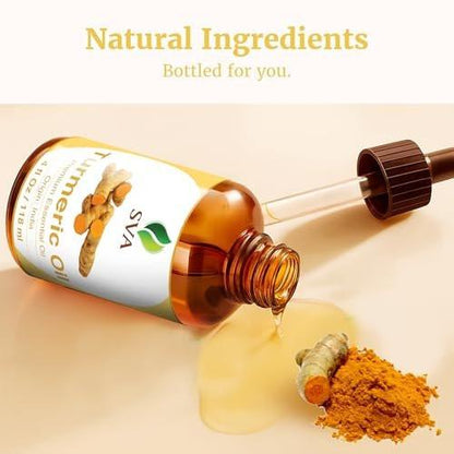 SVA Turmeric Essential Oil – 4 Fl Oz – 100% Natural Turmeric Oil for Diffuser, Hair Care, Face, Skin Care, Aromatherapy, Scalp and Body Massage, Soap and Candle Making – with Dropper
