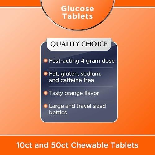 Quality Choice Fast Acting Glucose Tablets Orange Flavor 50 Tablets - görsel 1