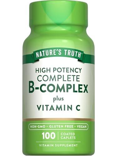 Nature's Truth Vitamin B Complex Plus Vitamin C | 100 Caplets | Vegan, Non-GMO & Gluten Free Supplement - görsel 14