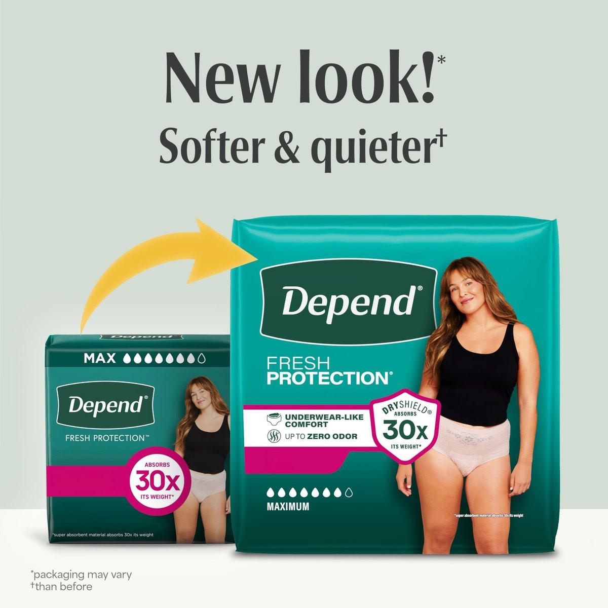 Depend Fresh Protection Adult Diapers, Incontinence Underwear for Women, Disposable, Maximum, Medium, Blush, 18 Count - görsel 6