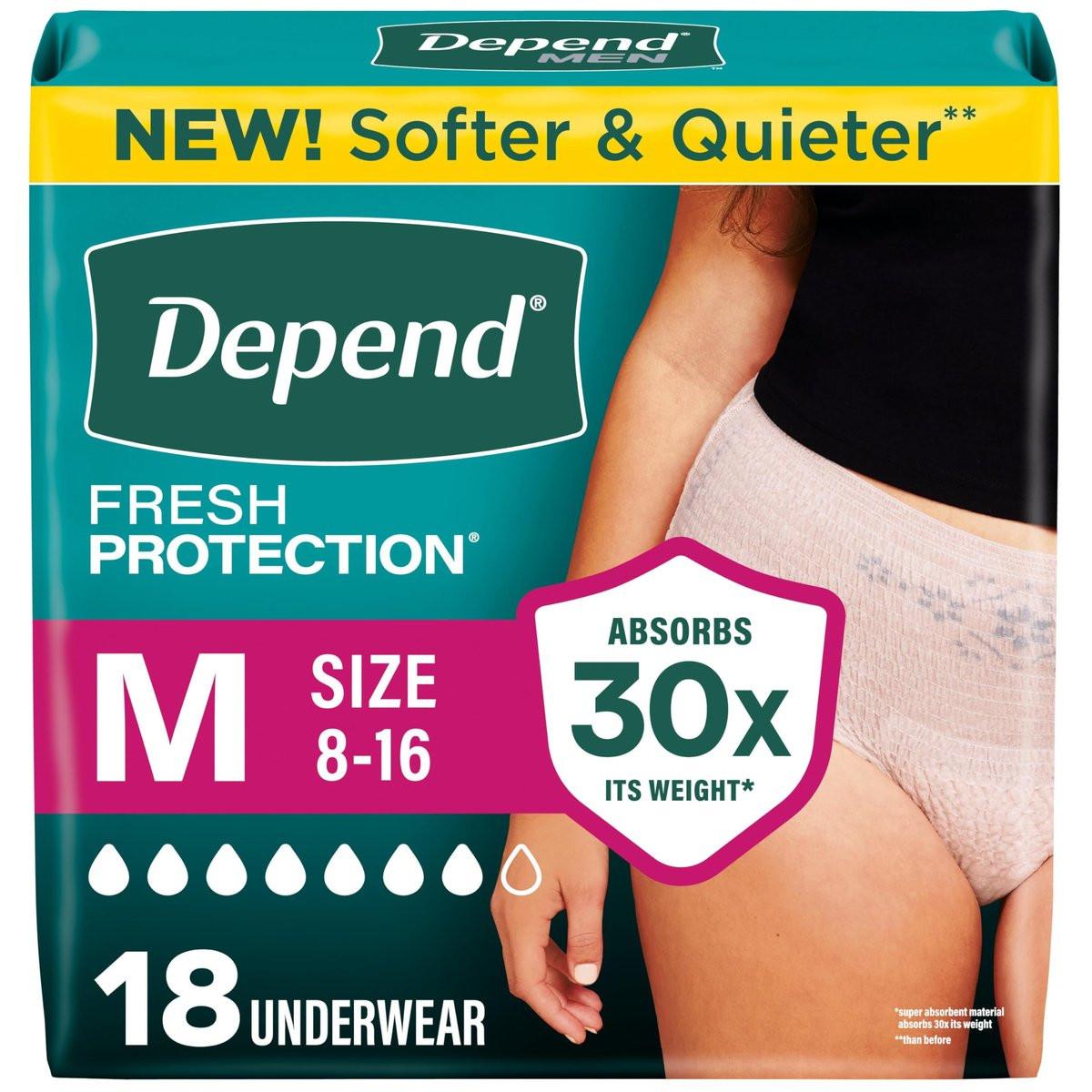 Depend Fresh Protection Adult Diapers, Incontinence Underwear for Women, Disposable, Maximum, Medium, Blush, 18 Count - görsel 15