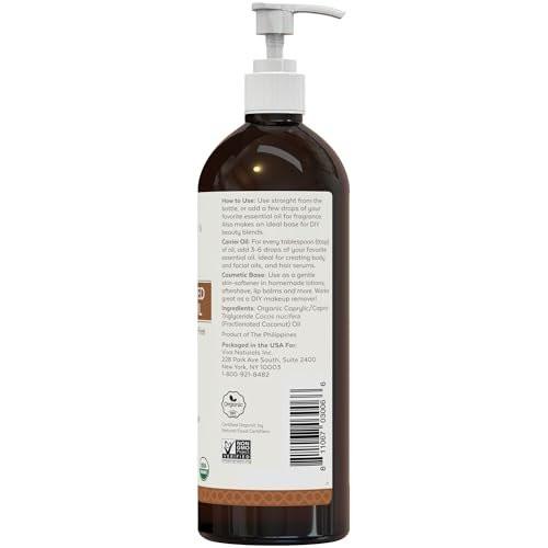 Viva Naturals Organic Fractionated Coconut Oil, 16 fl oz – Skin & Hair Moisturizer, Massage Oil, Carrier Oil for Essential Oils - görsel 8