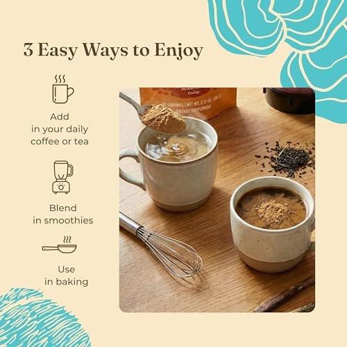 Four Sigmatic Calm Mushroom Blend | Adaptogen Supplement with Ashwagandha, Reishi, Tulsi, Cordyceps, Chaga, Rose Hips, and More | Natural Stress Relief and Immune Support Supplement | 30 Servings - görsel 5