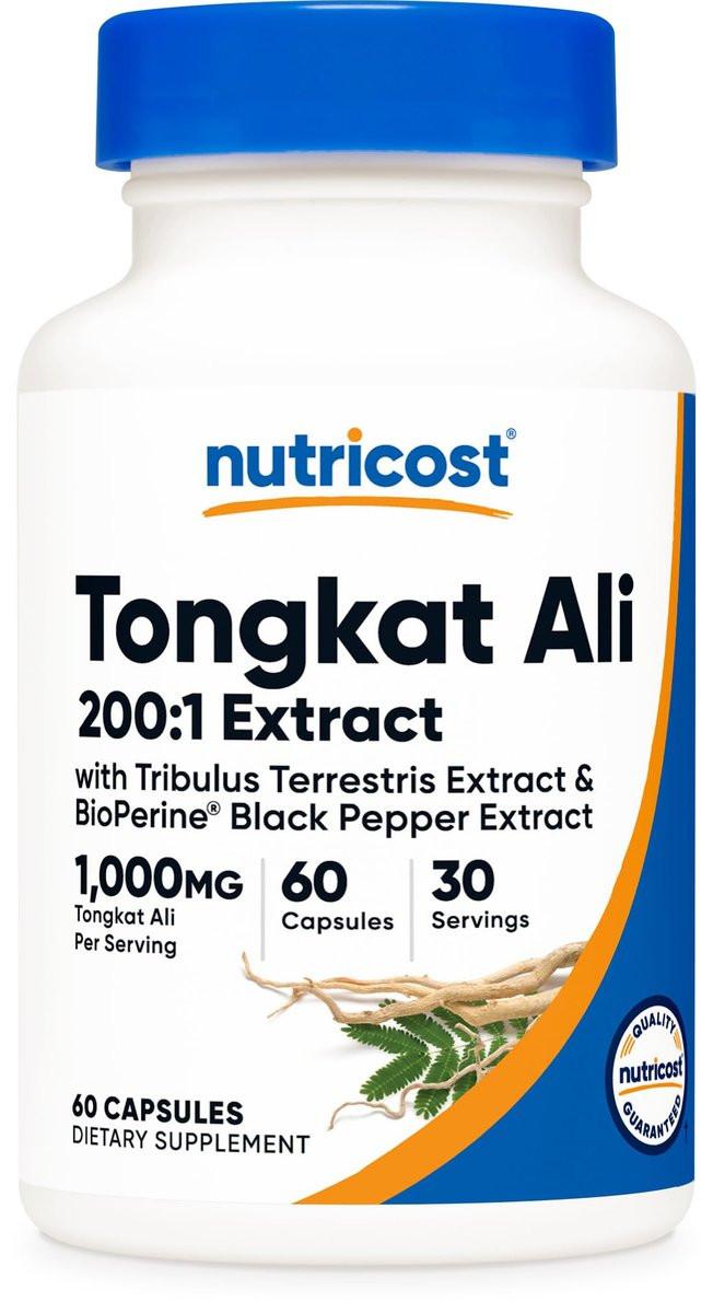 Nutricost Tongkat Ali 1,000mg 60 Capsules - with Tribulus Terrestris and BioPerine, Vegetarian Caps, Non-GMO, Gluten Free, Potent Extract - görsel 1
