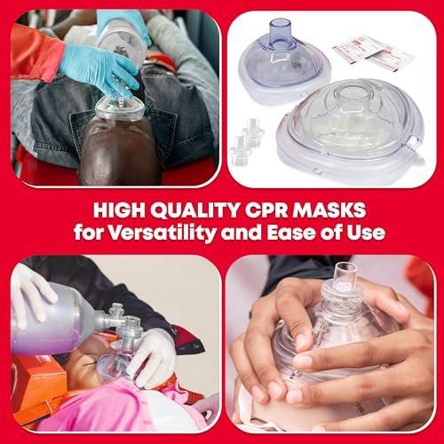 Ever Ready First Aid Adult and Infant CPR Mask Combo Kit with 2 Valves with Pair of Vinyl Gloves & 2 Alcohol Prep Pads - Red (2) - görsel 4