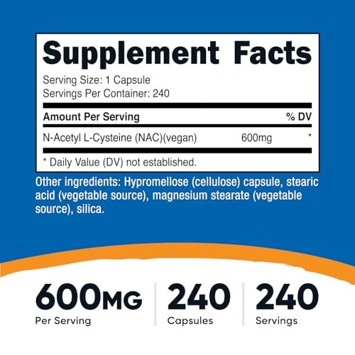 Nutricost N-Acetyl L-Cysteine (NAC) 600mg, 240 Vegetarian Capsules - Vegan, Non-GMO, Gluten Free - görsel 7
