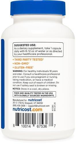 Nutricost N-Acetyl L-Cysteine (NAC) 600mg, 120 Vegetarian Capsules - Non-GMO, Gluten Free, Vegetarian Caps - görsel 7