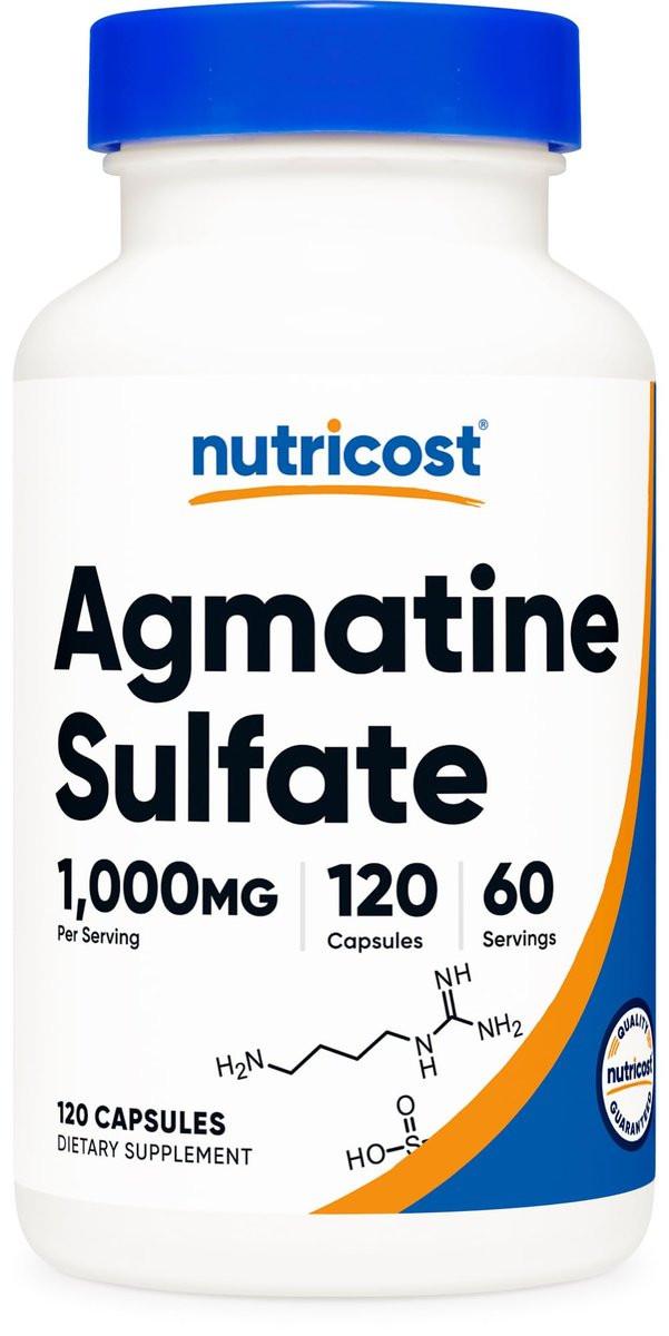 Nutricost Agmatine Sulfate 1000mg, 120 Capsules - Gluten Free, Non GMO, 500mg Per Capsule - görsel 1