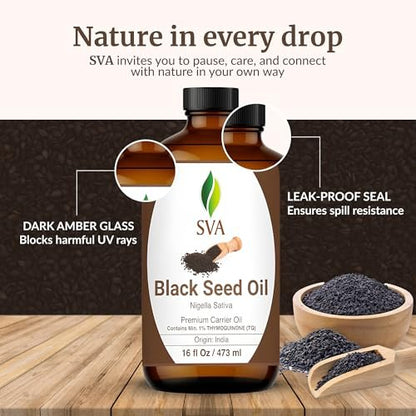 SVA Black Seed Oil - 16 Fl Oz – 100% Natural – 100% Natural & Cold Pressed: Our oil is extracted without heat or – Image 6