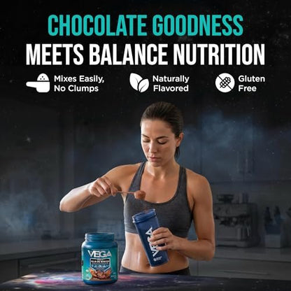 Vega All-in-One Nutrition Organic Vegan Protein Powder – Chocolate, 20g Protein Meal Replacement Shake – 13.2 oz (9 Servings)