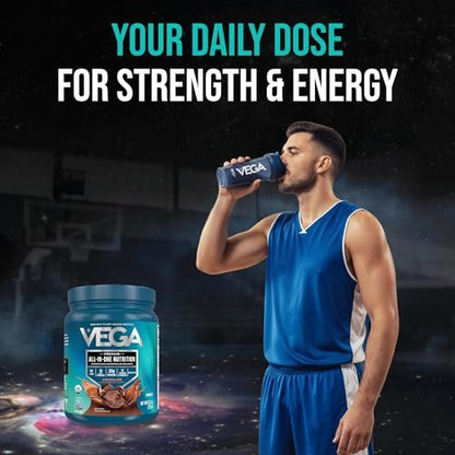Vega All-in-One Nutrition Organic Vegan Protein Powder – Chocolate, 20g Protein Meal Replacement Shake – 13.2 oz (9 Servings)