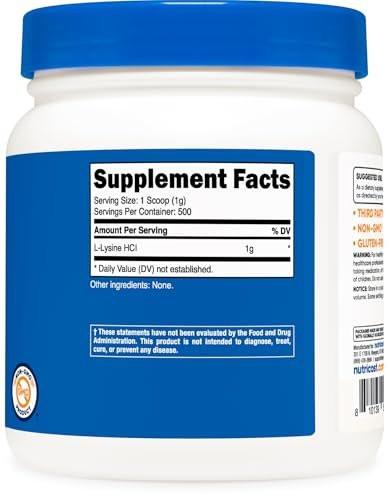 Nutricost L-Lysine Powder 500 Grams - Pure L-Lysine, Non-GMO, Gluten Free - görsel 10