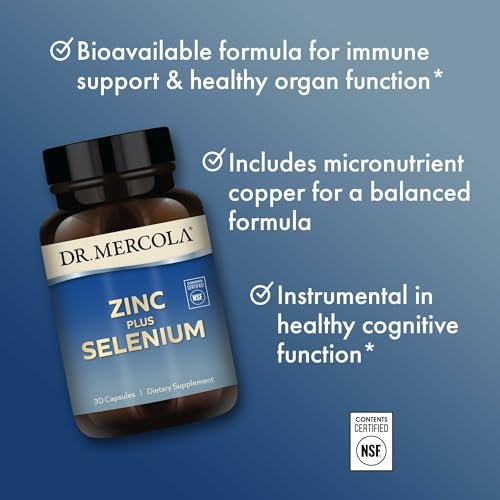 Dr. Mercola Zinc Plus Selenium - Mineral Blend Supplement - for Immune, Brain & Respiratory Support - Contains Zinc Glycinate Chelate & Copper - GMO-Free & Gluten-Free - 30 Capsules (30 Servings) - görsel 8