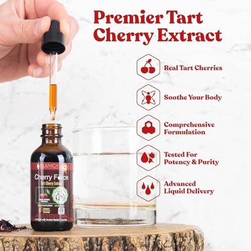 Rejuvica Health Cherry Force Montmorency Tart Cherry Liquid Drops 2 Fl Oz | Joint & Uric Acid Support | Helps with Inflammation, Sleep & Recovery | High Absorption Liquid Extract | Vegan Supplement - görsel 8