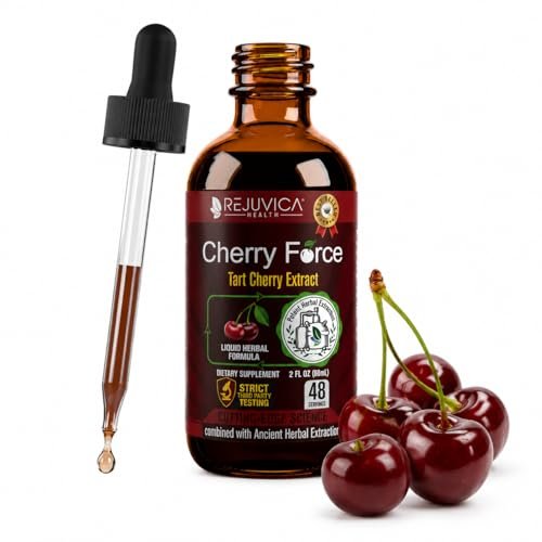 Rejuvica Health Cherry Force Montmorency Tart Cherry Liquid Drops 2 Fl Oz | Joint & Uric Acid Support | Helps with Inflammation, Sleep & Recovery | High Absorption Liquid Extract | Vegan Supplement - görsel 2