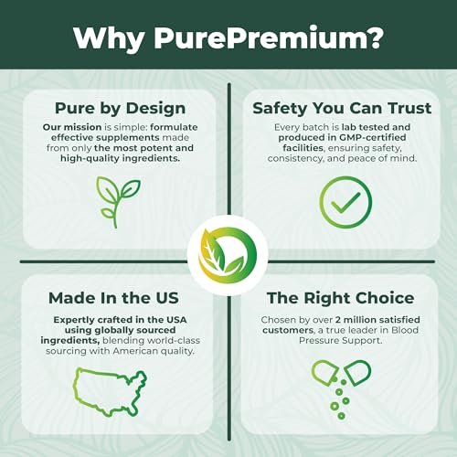 PurePremium Blood Pressure Supplements with Hawthorn Berry, Hibiscus, Garlic & Vitamin B12 - Nitric Oxide Supplement for Normal Heart Health, Circulation Health & Blood Pressure Support - 90ct - görsel 9