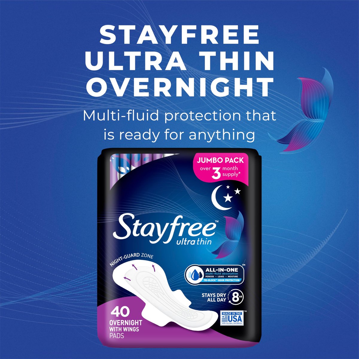 Stayfree Ultra Thin Overnight Pads with – Overnight Absorbency: Engineered to handle heavy flow and overnight – Image 14