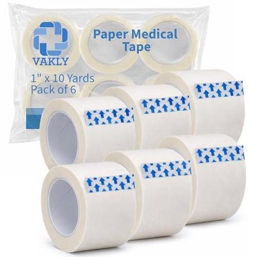 Vakly Paper Medical Tape 1 in x 10 yd (6 Rolls) – Microporous Breathable Adhesive First Aid Tape, Latex-Free Hypoallergenic Bandage & Wound Dressing Tape - görsel 2