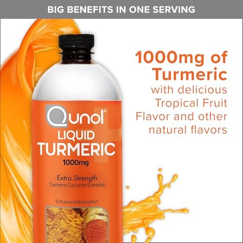 Qunol Liquid Turmeric Curcumin with Black Pepper 1000 Milligram, Supports Healthy Inflammation Response and Joint Support, Dietary Supplement, Extra Strength, 40 Servings, 20.3 fl oz (pack of 1) - görsel 8