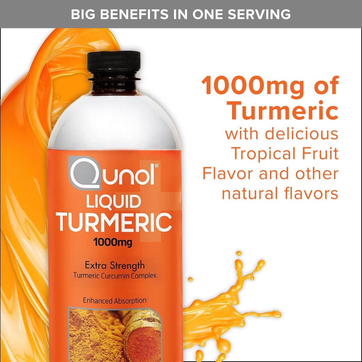 Qunol Liquid Turmeric Curcumin with Black Pepper 1000 Milligram, Supports Healthy Inflammation Response and Joint Support, Dietary Supplement, Extra Strength, 40 Servings, 20.3 fl oz (pack of 1) - görsel 7