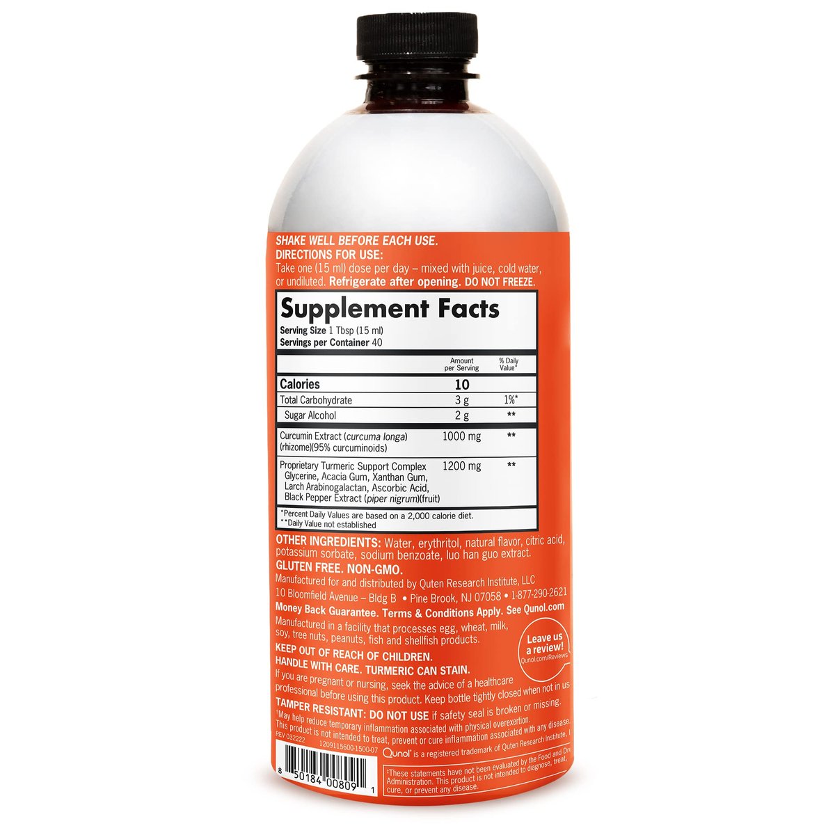 Qunol Liquid Turmeric Curcumin with Black Pepper 1000 Milligram, Supports Healthy Inflammation Response and Joint Support, Dietary Supplement, Extra Strength, 40 Servings, 20.3 fl oz (pack of 1) - görsel 3