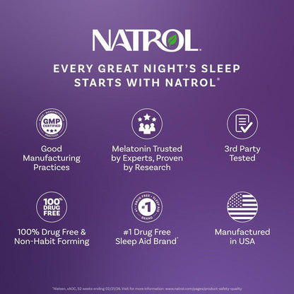Natrol 1mg Melatonin Tablets - 180 Count, Fast Dissolve, Strawberry Flavor