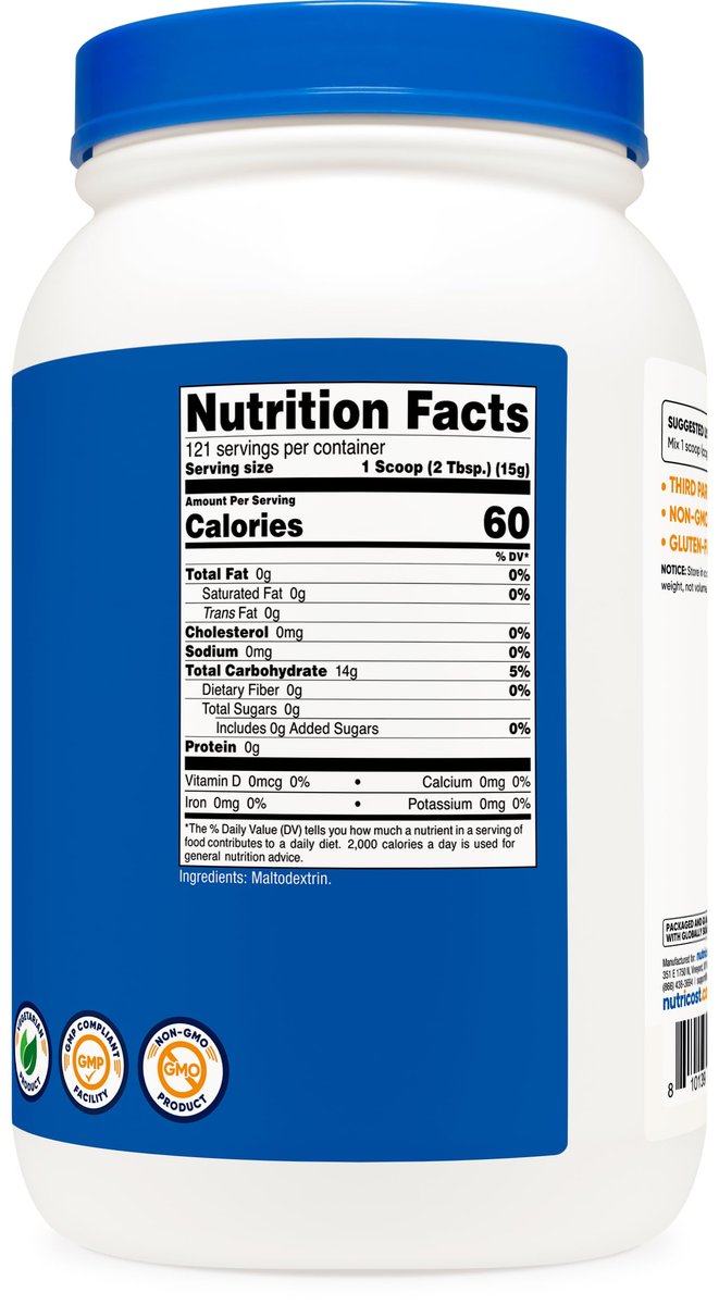 Nutricost Maltodextrin Powder 4LBS - Gluten – Allergens: Processed in a facility that also processes milk, soy, – Image 9