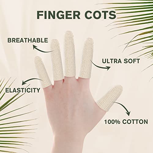 Evridwear 20PCS Premium Cotton Comfort Cushion Finger Toe Thumb Cot Sleeves Protect Fingertips Hand Eczema Skin Cracking Calluses Wicks Moisture Jewelry Clean Smudges (Long Length) - görsel 4