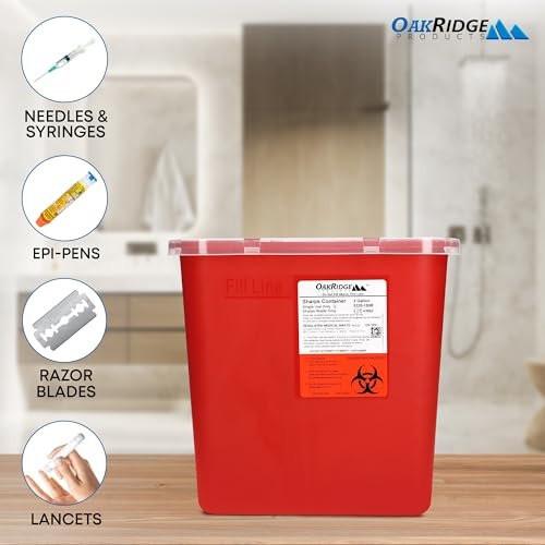 Oakridge Products Large Sharps Container for Home Use and Professional 2 Gallon (2-Pack) with Rotating Lid, Biohazard Needle and Syringe Disposal, CDC Certified - görsel 9