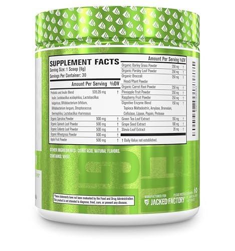 Jacked Factory Green Surge Green Superfood Powder - Keto Friendly Greens Drink with Spirulina, Wheat & Barley Grass, Organic Greens - Green Tea Extract, Probiotics & Digestive Enzymes - Mixed Berry, 30 Servings - görsel 8