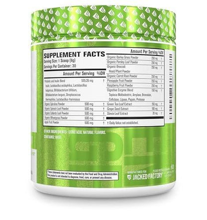 Jacked Factory Green Surge Green Superfood Powder - Keto Friendly Greens Drink with Spirulina, Wheat & Barley Grass, Organic Greens - Green Tea Extract, Probiotics & Digestive Enzymes - Mixed Berry, 30 Servings