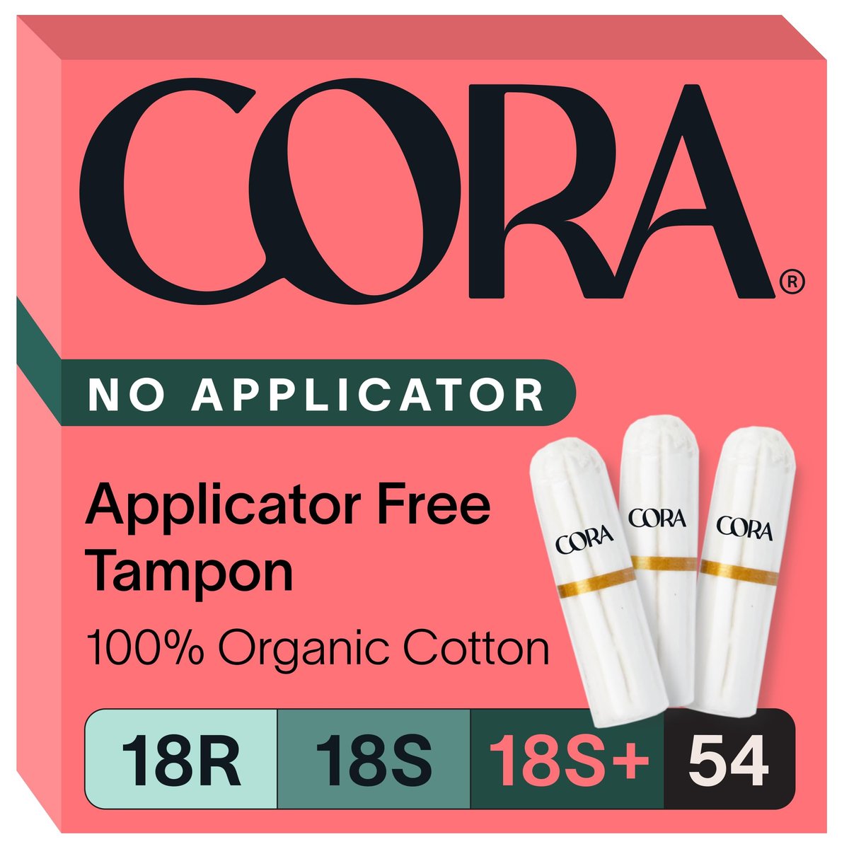 Cora Organic Cotton Non-Applicator Tampons Multipack (18 Regular, 18 Super, 18 Super Plus Non-Applicator Tampons) - görsel 2