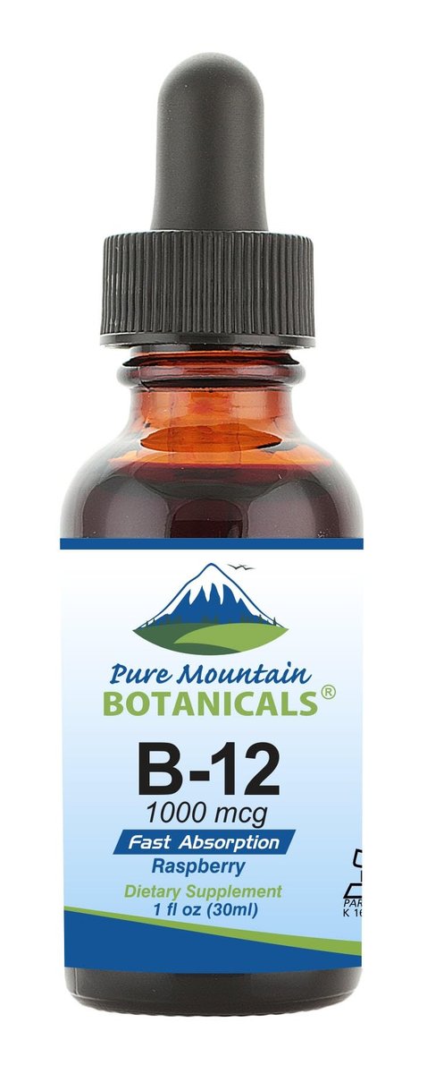 Pure Mountain Botanicals B12 1000 mcg - B12 Complex - Natural Berry Flavor - 30 Servings - Liquid Drops Vitamin - Kosher Supplement - görsel 16