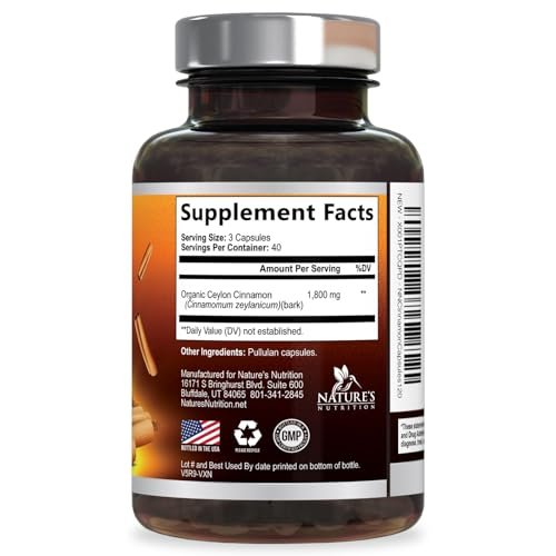 Organic Ceylon Cinnamon Capsules - Extra Strength Certified Organic Ceylon Cinnamon 1800mg Per Serving Supplement Pill - Energy & Heart Support Antioxidant for Women & Men, Bottled USA - 180 Capsules - görsel 5