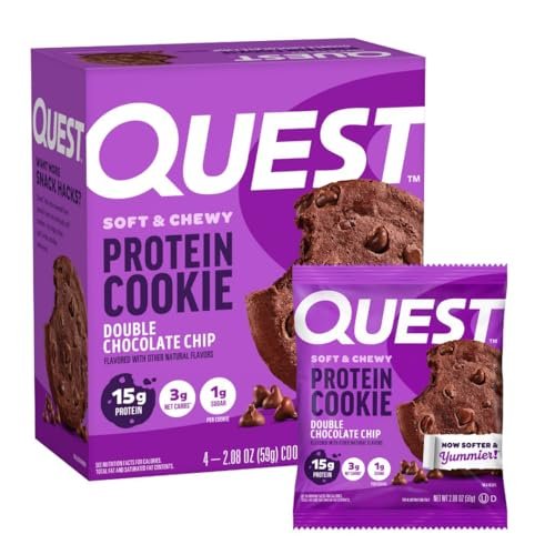Quest Nutrition Double Chocolate Chip Protein Cookie, 15g Protein, 1g Sugar, 3g Net Carbs, Keto Friendly, High Protein, Low Carb; 4 Count - görsel 10