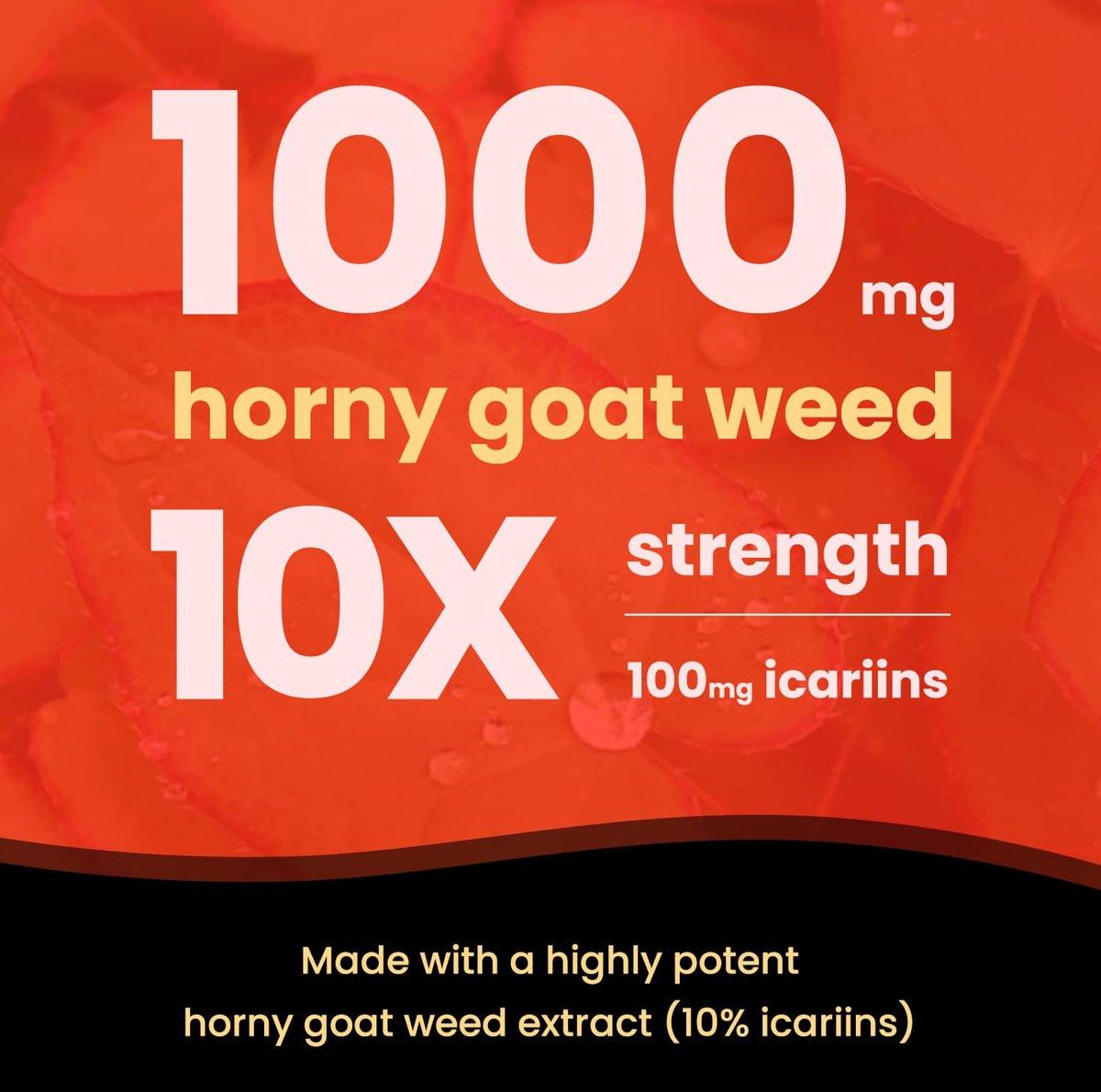 NutraChamps Horny Goat Weed, 1000mg Epimedium Energy Supplement, 10X Strength Icariin, Ginseng, Tribulus & Maca Pills for Women & Men, Enhanced Absorption with Black Pepper, 60 Vegan Capsules - görsel 2