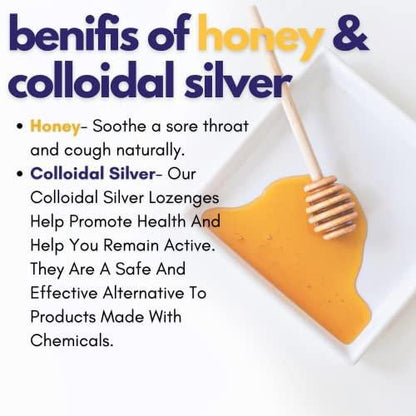 Silver Biotics Colloidal Silver Lozenges | 60 PPM Ag₄O₄ SilverSol | Immune Support + Throat Soothing Lozenges | Manuka Honey | 21 Count