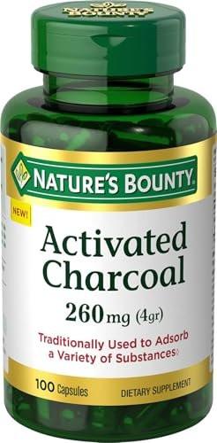 Nature's Bounty Activated Charcoal 260 mg, 100 Capsules, Dietary Supplement to Support a Healthy Lifestyle - görsel 1