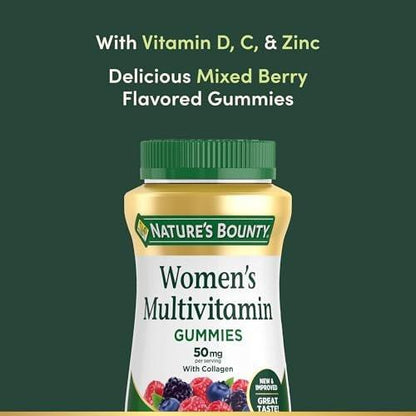 Nature's Bounty Women Multivitamin Gummies, Vitamin Supplements for Adults, General Health, Supports Immune and Bone Health, Mixed Berry and Raspberry Flavored, 90 Gummies