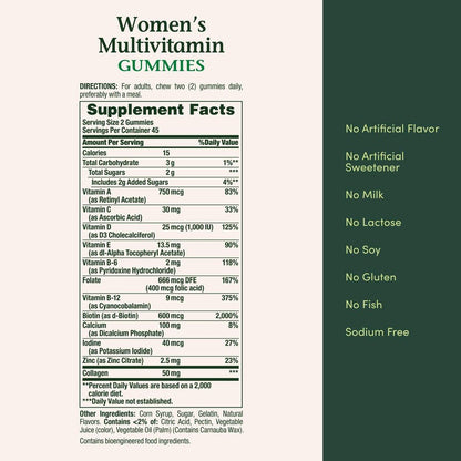 Nature's Bounty Women Multivitamin Gummies, Vitamin Supplements for Adults, General Health, Supports Immune and Bone Health, Mixed Berry and Raspberry Flavored, 90 Gummies