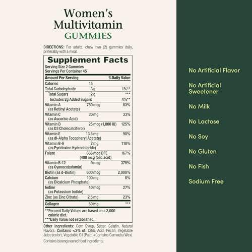 Nature's Bounty Women Multivitamin Gummies, Vitamin Supplements for Adults, General Health, Supports Immune and Bone Health, Mixed Berry and Raspberry Flavored, 90 Gummies - görsel 11