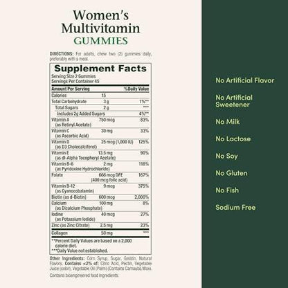 Nature's Bounty Women Multivitamin Gummies, Vitamin Supplements for Adults, General Health, Supports Immune and Bone Health, Mixed Berry and Raspberry Flavored, 90 Gummies