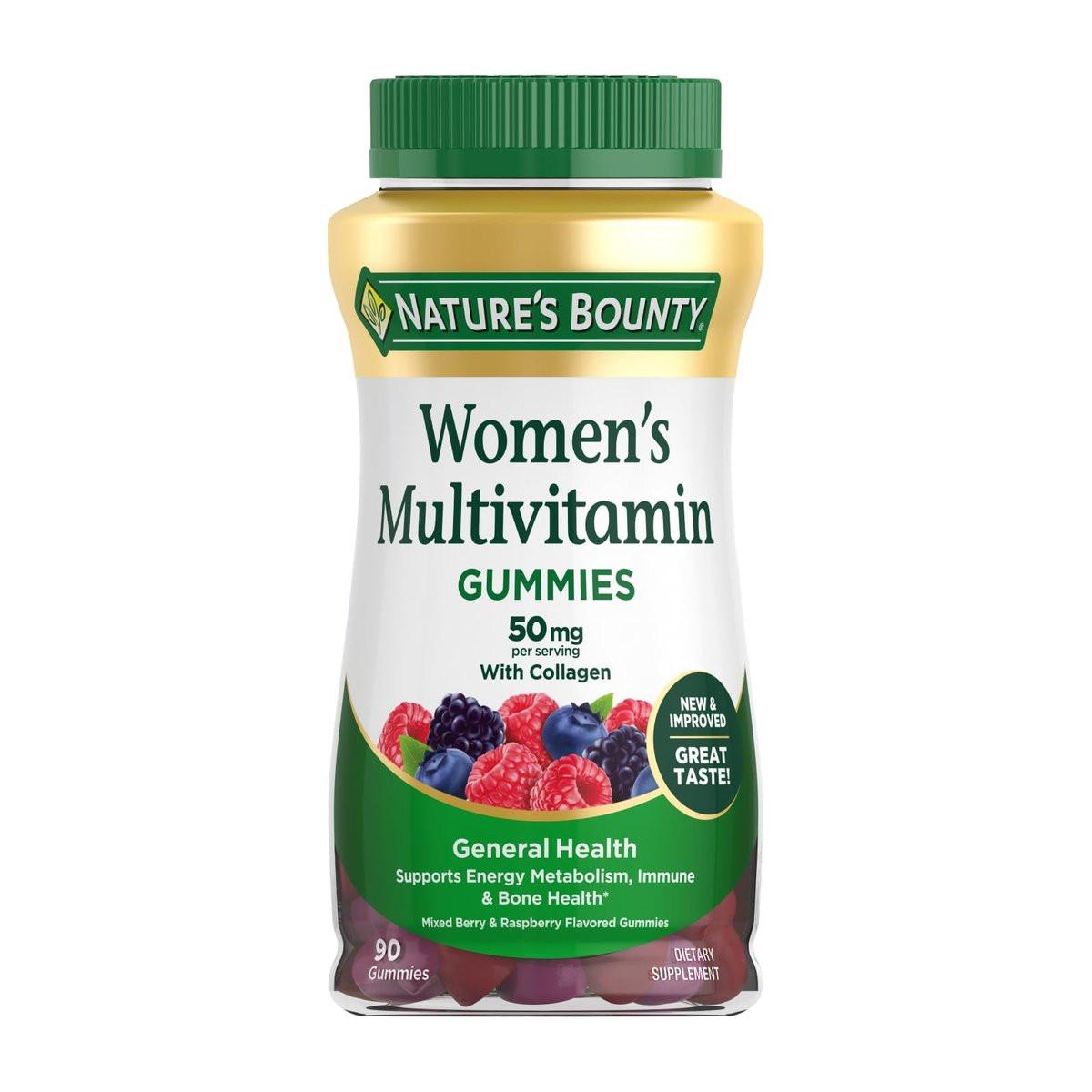 Nature's Bounty Women Multivitamin Gummies, Vitamin Supplements for Adults, General Health, Supports Immune and Bone Health, Mixed Berry and Raspberry Flavored, 90 Gummies - görsel 2
