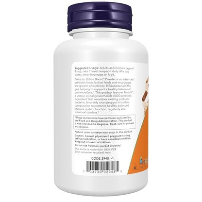 NOW Foods Supplements, Prebiotic Bifido Boost with PreticX™ Xylooligosaccharide (XOS) Prebiotic, Powder, 3-Ounce